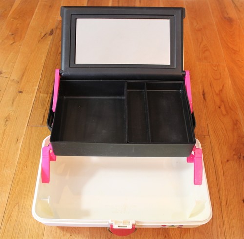 Vtg 90s Caboodles Make-Up Organizer Case Black White Pink with Mirror - Picture 3 of 8