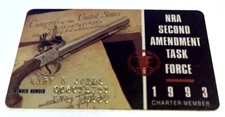 Vintage 1993 NRA Second Amendment Task Force Membership Card