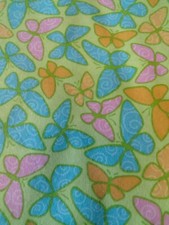 Colorful Butterflies Cotton Flannel Fabric 47x42 Neon Green Pink Blue Orange