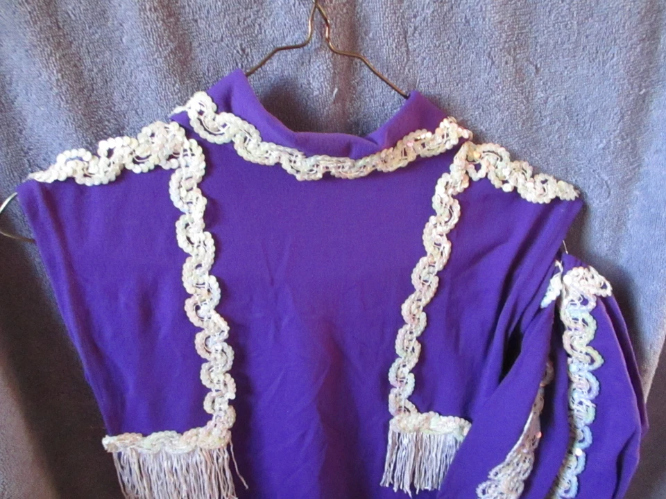 Arte Adolescente Ropa Deportiva Leotardo Disfraz Adulto Med 100% Nylon Púrpura Flecos Foto 2 de 4