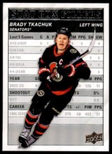 Brady Tkachuk 2023-24 Upper Deck Series 1 Stat Box Fillers RC #SB-17 Ottawa