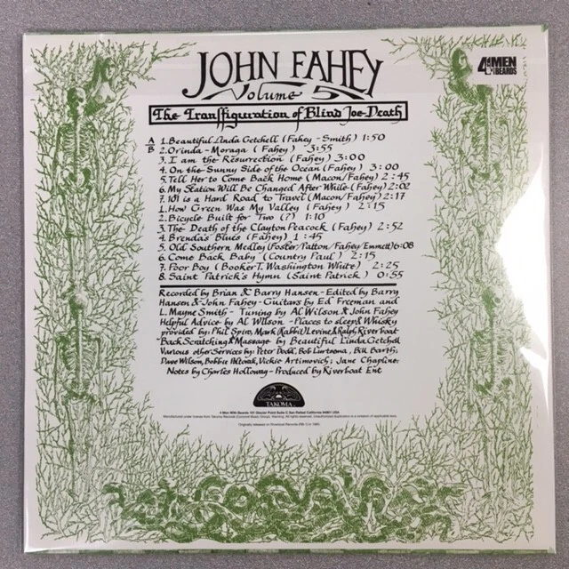 John Fahey - Vol. 5: The Transfiguration Of Blind Joe Death 180G LP (See Notes) - Image 2 of 2