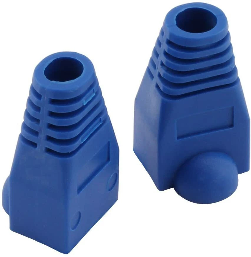 Cat5e Cat5 Cat6 RJ45 Boot End Cap Blue Connector Modular Head Plug Cable Lot - Image 4 of 4