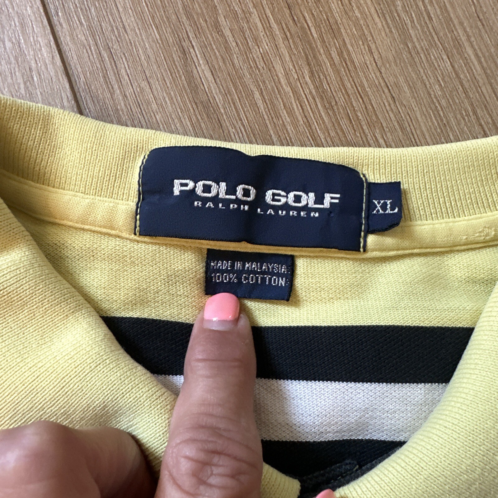 POLO GOLF RALPH LAUREN Mens  Polo Shirt Size X-Large Yellow Blue Stripe thumbnail 2