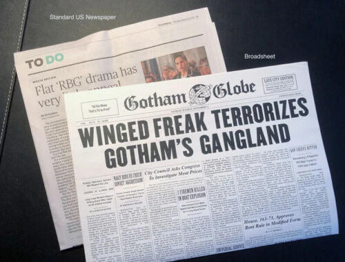 1989 Batman Real Newspaper "Gotham Globe" Winged Freak Terrorizes Prop Replica - Picture 4 of 9