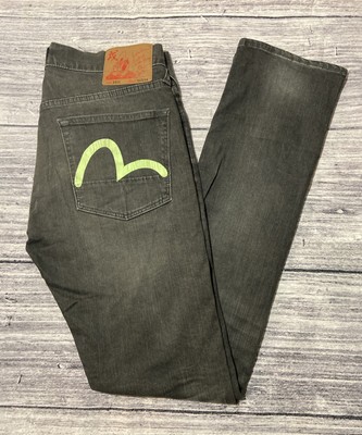 Herren Evisu Jeans W32 L34 Lot 2011 dunkelgrau / türkis guter Zustand