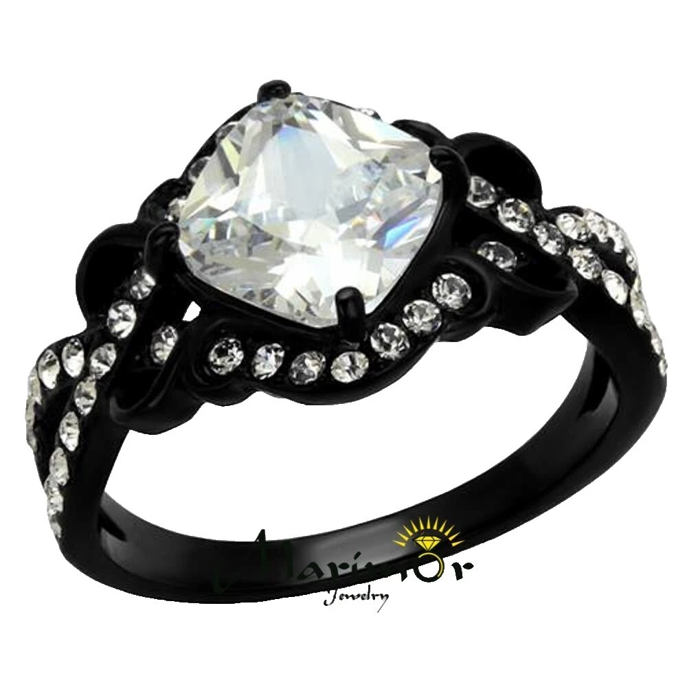 Stainless Steel Black 5 Ring Fashion Rings