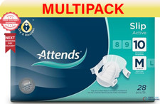 4 x Attends Slip Active 10 Medium - 4 Pack of 28 - All-in-one pads