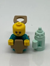 lego Dark Turquoise  Baby Toddler With holder And Bottle Minifigure 