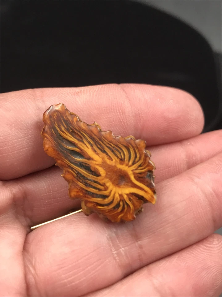 Винтажная деревянная булавка для галстука Flying Phoenix Fiery Bird с цепочкой 1 1/4 дюйма x 7/8 дюйма - Изображение 3 из 4