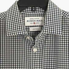 Mizzen+Main Leeward Performance Trim Fit Button Down Shirt Size Large Blue Check