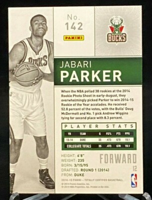 2014-15 Totally Certified #142 Rookie Jabari Parker Milwaukee
