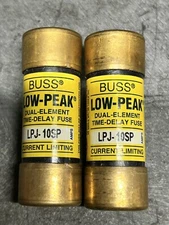 🔥Buss LPJ-10SP Low-Peak 10A 600VAC Class J Type D Fuse, Lot(8), used🇺🇸