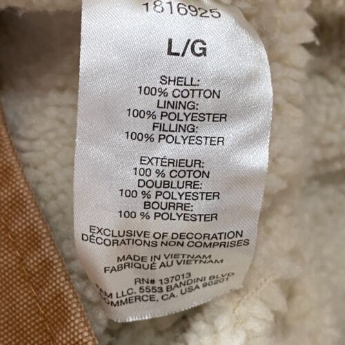 Chaqueta Woolrich Chore Para Hombres L Marrón Lona Sherpa Forrada Pana Cuello Granero Abrigo - Imagen 14 de 16