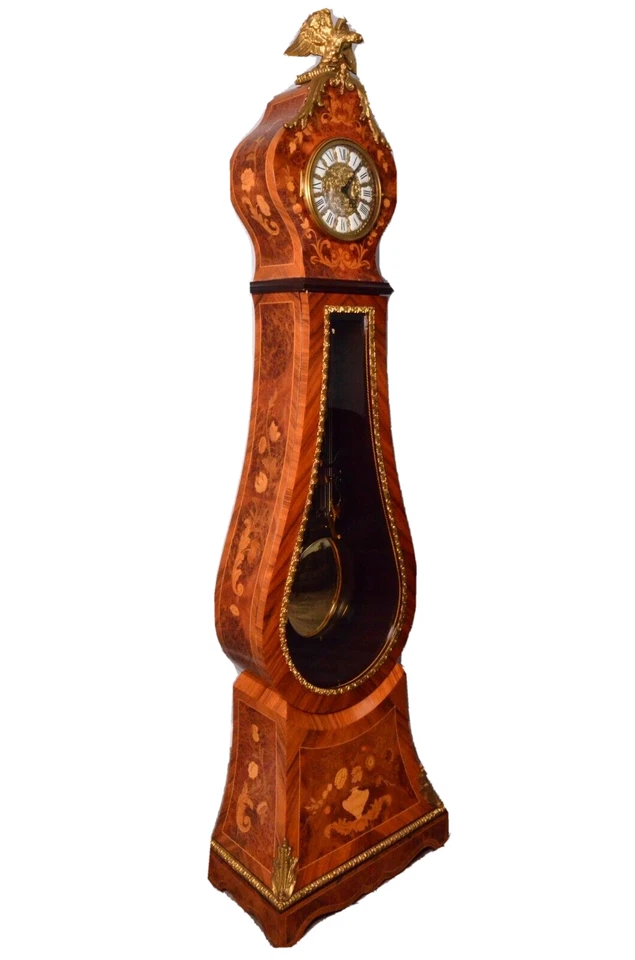 Antiguo Reloj Abuelo Original Bronce Dore Incrustación Floral Westminster Llamativo Foto 3 de 4