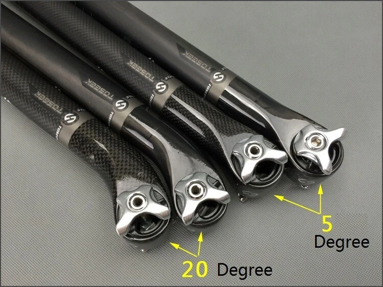Tija de sillín de bicicleta de carretera 3K MTB de carbono completo tija de sillín tubo de desplazamiento de 5° 30,8*400 mm Foto 3 de 4