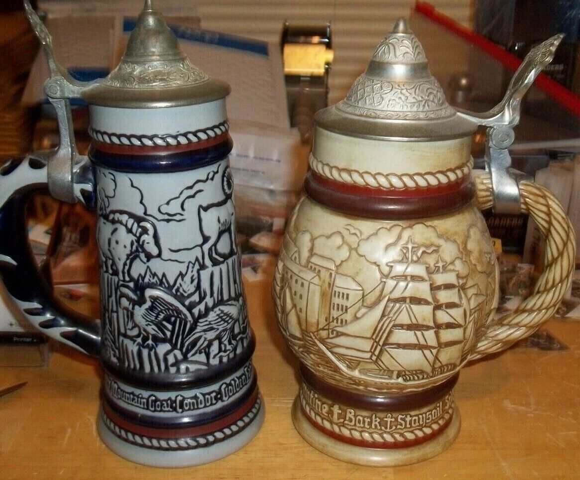 Avon Beer Steins 1976 & 1977 Editions Handcrafted in Brazil New Numbered Obfite tanie