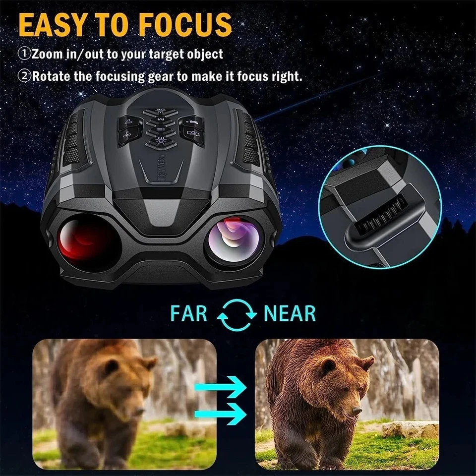 Night Vision Zoom Binoculars HD Portable Hunting Telescope Optics Hiking Outdoor - Image 4 of 4