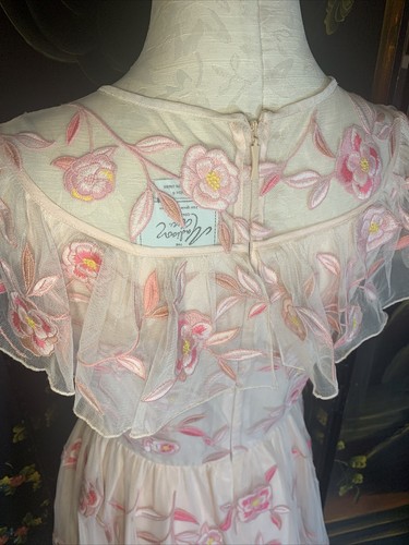 Kate Spade Madison Co Blush Pink Floral Embroidery Sheer Long Dress Wedding SZ 4 - Picture 7 of 12