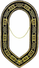 MASONIC GRAND LODGE GOLDEN CHAIN RHINESTONE COLLAR PURPLE VELVET DMR-100GPRS