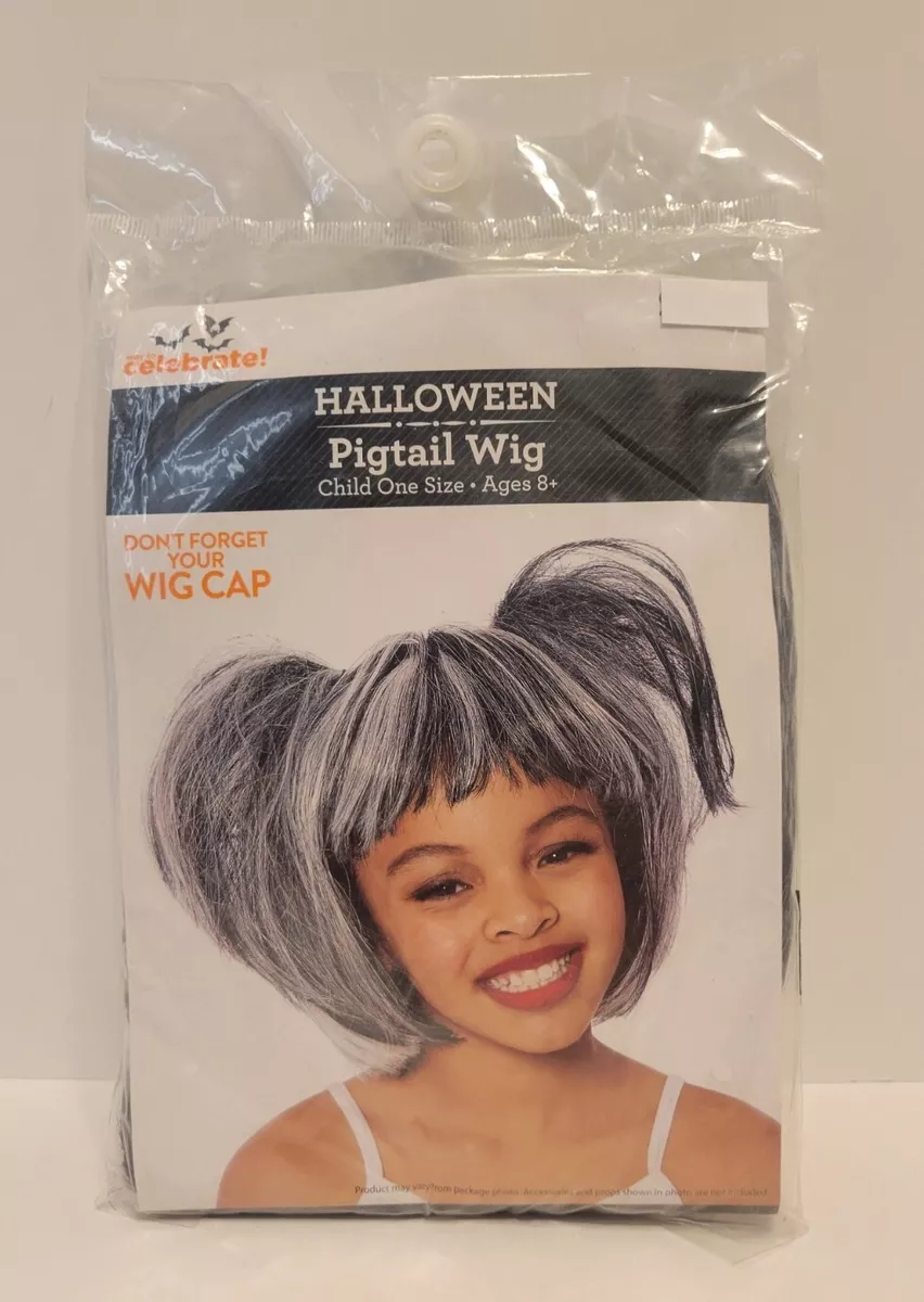 Cosplay or Halloween Pigtail Wig Child One Size Ages 8 Black