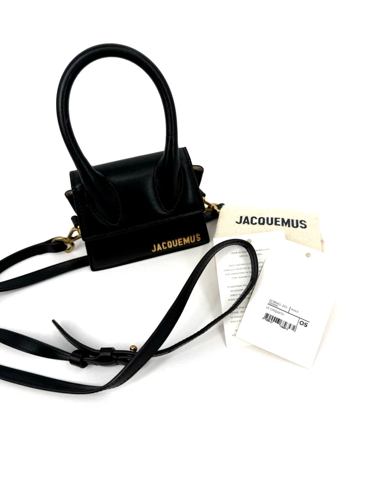 JACQUEMUS Le Chiquito Mini Top Handle Black Leather Shoulder Bag New MSRP $720 - Image 3 of 4