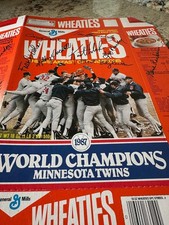 Rare 1987 MINNESOTA TWINS World Series Champions WHEATIES Box Unfolded Autograph