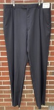 NWT JOSEPH  FEISS 100 WOOL MEN'S BLACK PLEATED DRESS PANTS 43 Unhemmed