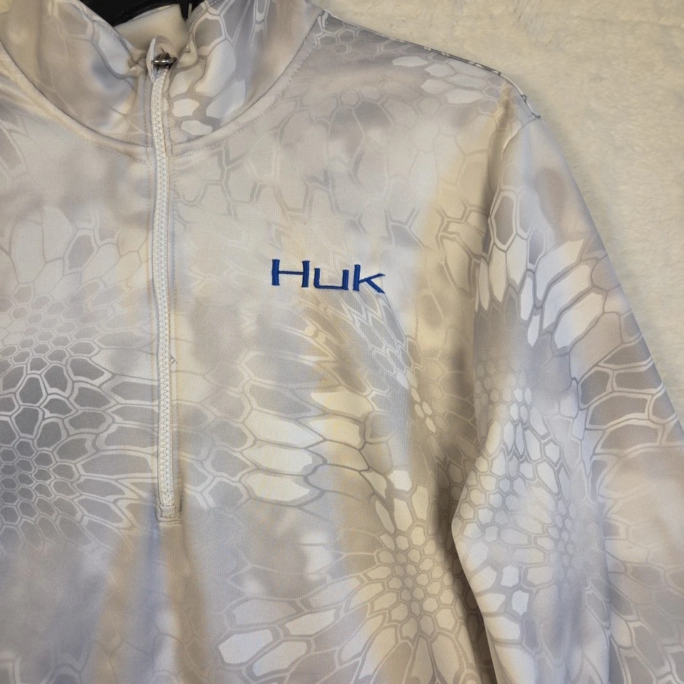 Huk Kryptek Camo Icon 1/4 Zip Top Quick Dry UV Protection Fishing Boating  - Image 2 of 4