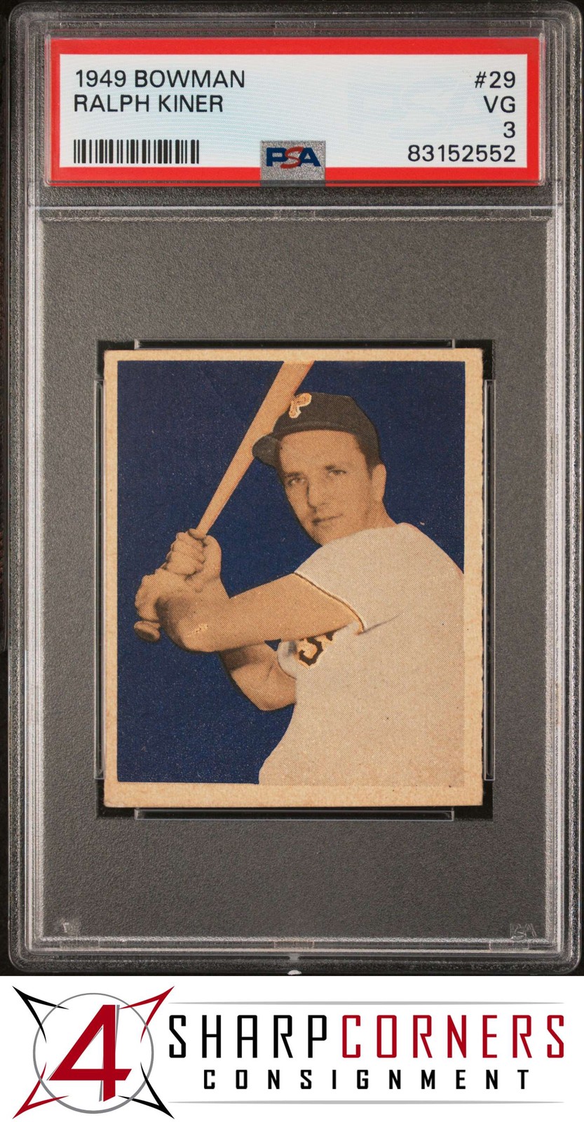 1949 BOWMAN #29 RALPH KINER PIRATES HOF PSA 3