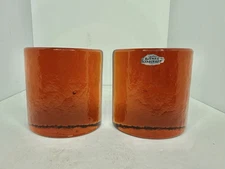 Vintage MCM Blenko Glass Set Of 2 434 Bookends In Honey 5” W/label