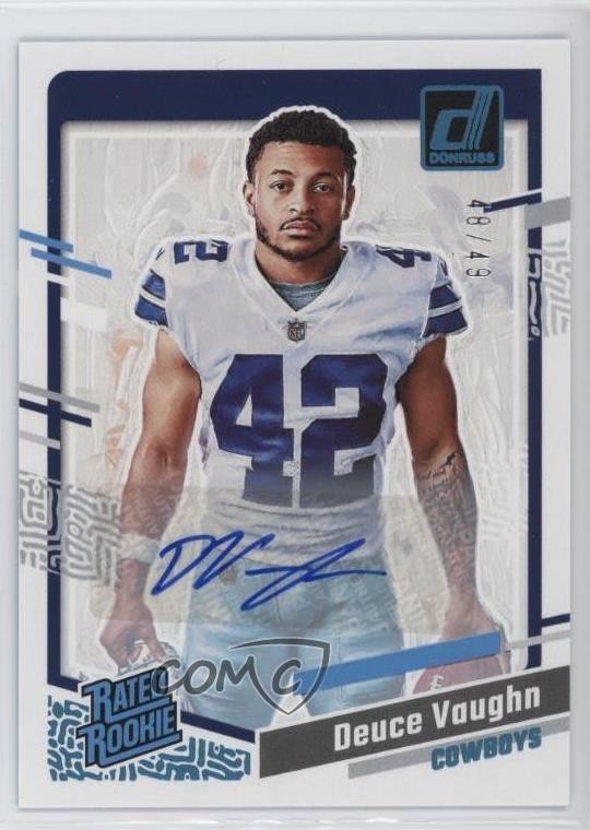 2023 Panini Donruss Rated Rookie Portrait 48/49 Deuce Vaughn #42 Auto RC 5l1