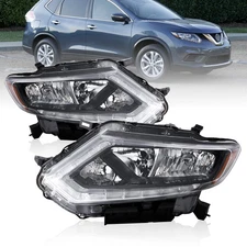 Headlight Headlamp W/LED DRL W/O Bulbs For Nissan Rogue 2014-2016 RH&LH