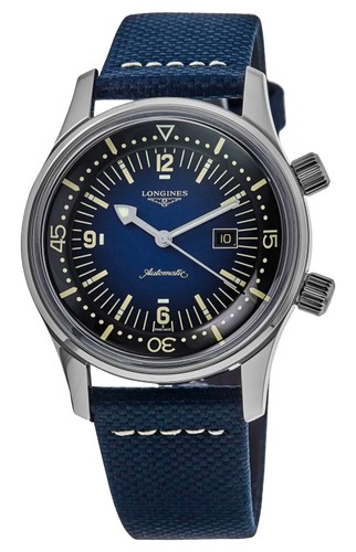 Longines Legend Diver Automatic Blue Fabric Date Unisex Watch L3.374.4.90.2