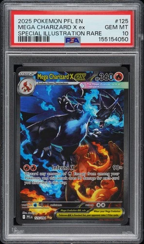 2025 POKEMON PFL SPECIAL ILLUSTRATION RARE #125 MEGA CHARIZARD X EX PSA 10