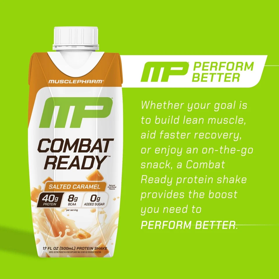 Batidos altos en proteínas MusclePharm Combat Ready listos para beber 40 g de proteína 8 g aC... Foto 4 de 4