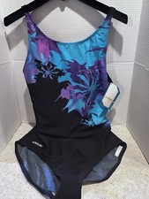 Women s Speedo Swim Suit Bramd New Size 14 Navy Blue Floral Endurance Style Tags
