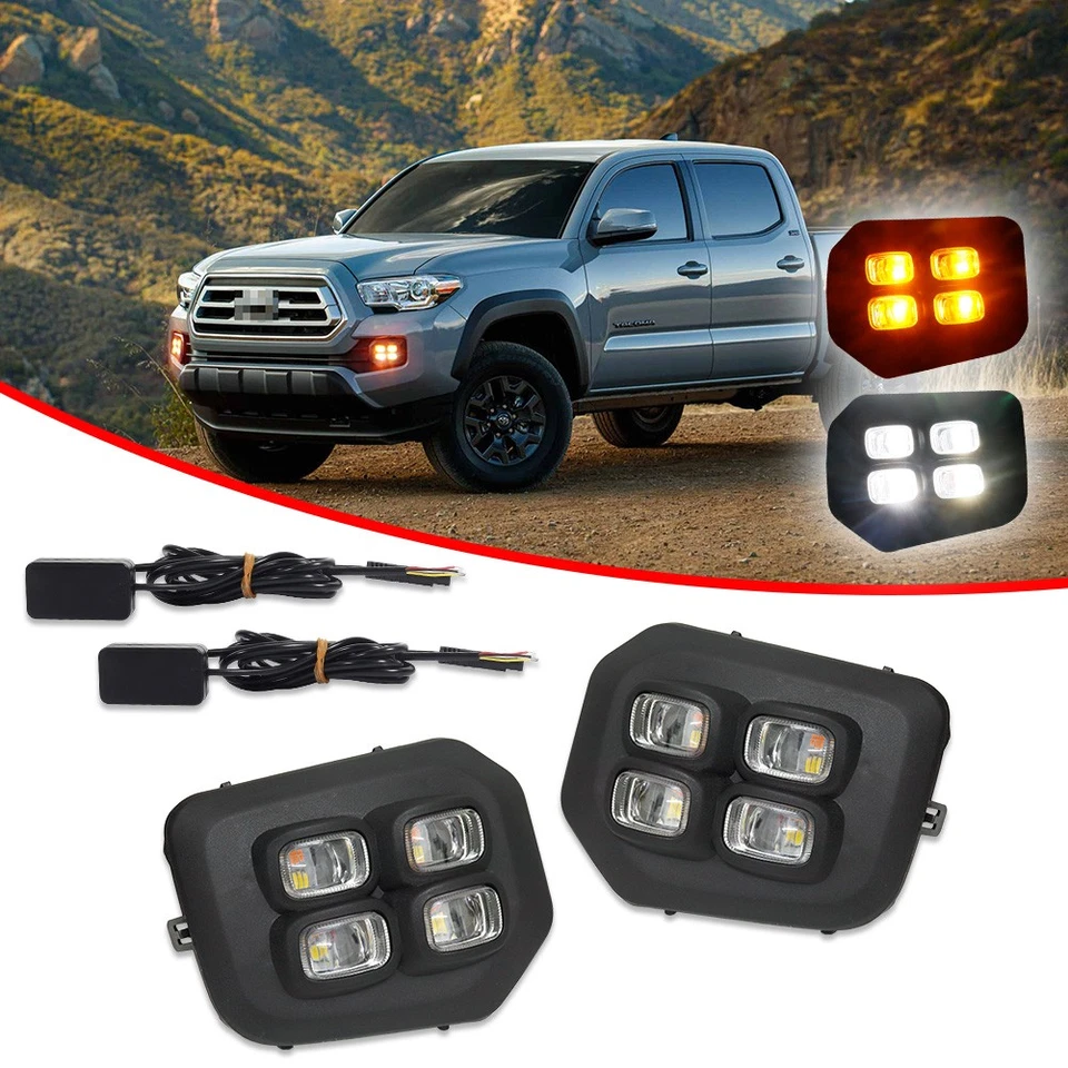 Luces antiniebla LED DRL de 4 ojos para Toyota Tacoma SR SR5 2016-2023 luces intermitentes Foto 3 de 4