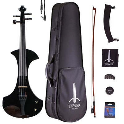 Tower Strings Electric Pro violin Gloss Black Sparkle
