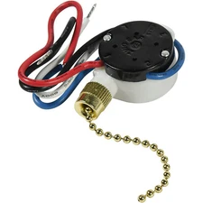 HQRP 3-Speed 4-Wire Ceiling Fan Pull Chain Light Switch 4 Pre-Installed Wires