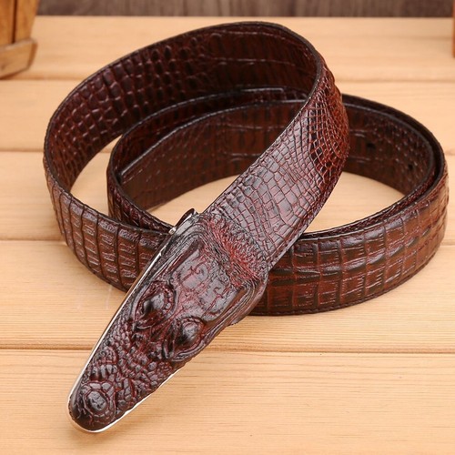 Cintura cool stile testa biker cintura nera cinture uniche coccodrillo alligatore - Foto 4 di 9