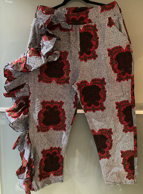 Grass Fields African Print Lightweight Straight Leg Pants Side Zip Sz 16 *READ*