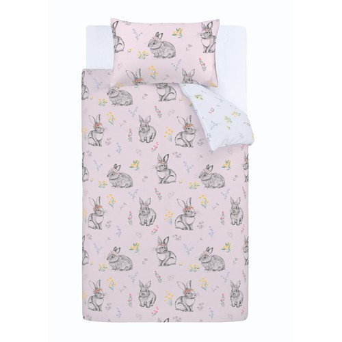 Catherine Lansfield Bunny Tails Ditsy Flower Kids Duvet Cover Bedroom Range Pink - Picture 32 of 59
