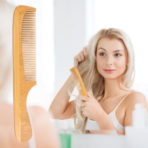Fine Tooth Bamboos Comb Natural Bamboos Detangler For Wet Or Dry Hair Skin Flute - Afbeelding 1 van 6