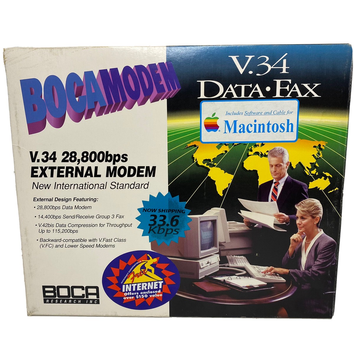 Vintage Apple External Modem BocaModem V.34 28,800bps Data Fax 