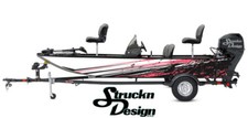 Boat Wrap Pink Black Gray Vinyl Graphic Decal Kit Fishing Abstract Broken Lines