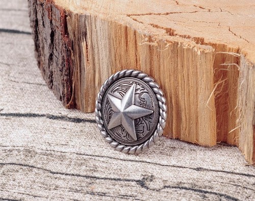 10PCS 3CM ANTIQUE SILVER ROUND ROPE EDGE STAR SADDLE RIVETBACK CONCHOS FOR CRAFT - Picture 3 of 10
