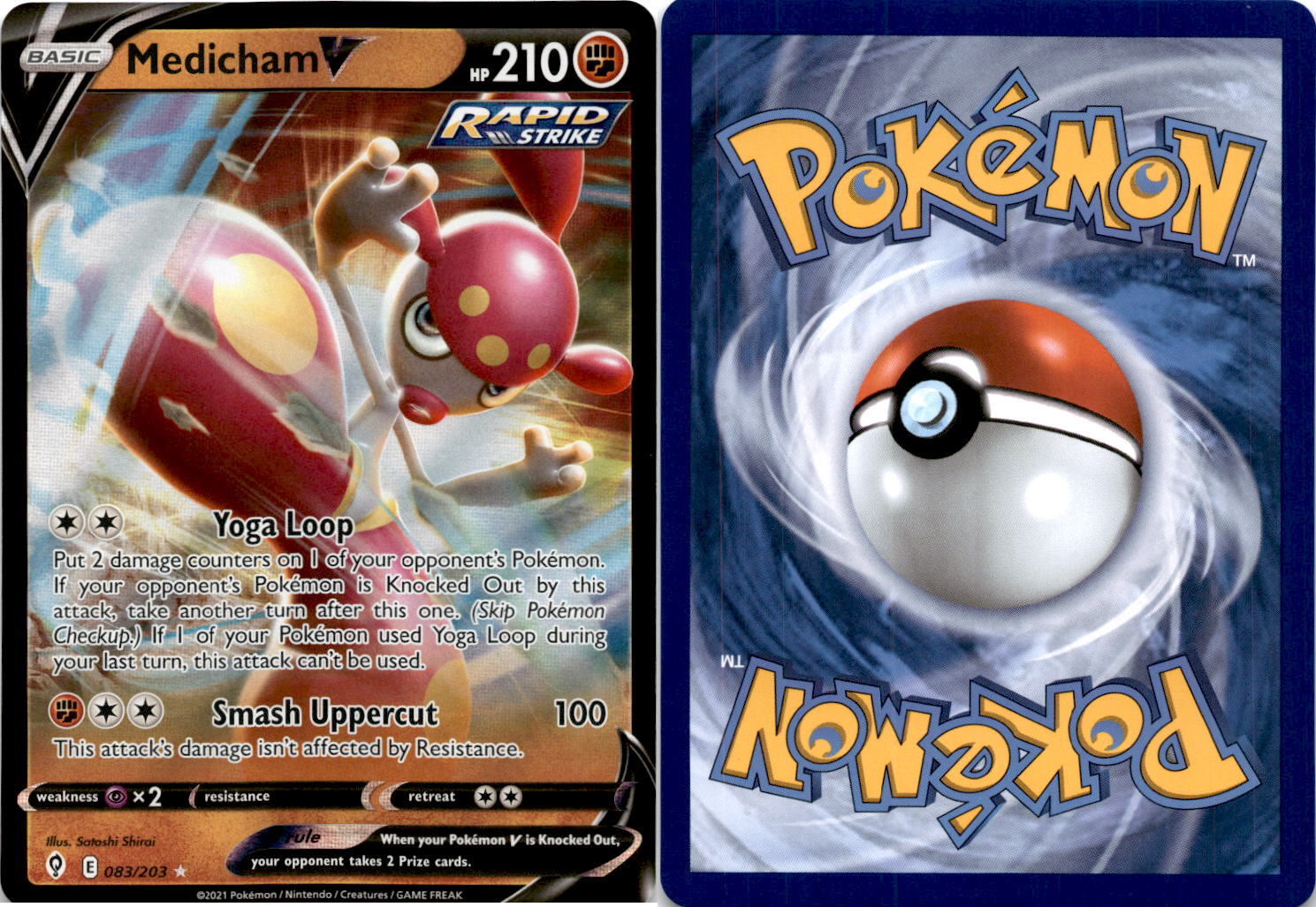 2021 Pokemon, Evolving Skies, #83/203 Medicham V, Holo Ultra Rare