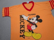 VINTAGE Mickey Shirt mens Large Yellow Red Ringer 80s 90s California Resort USA