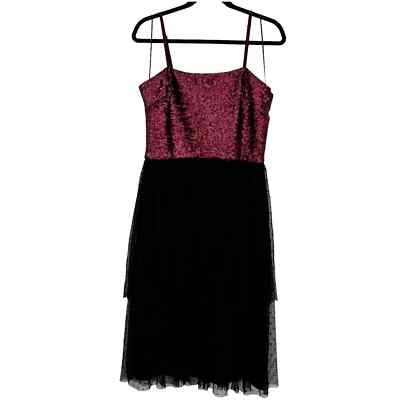 Dress The Population Sequin Tiered Point D'esprit Dress in Berry Size Large NWT